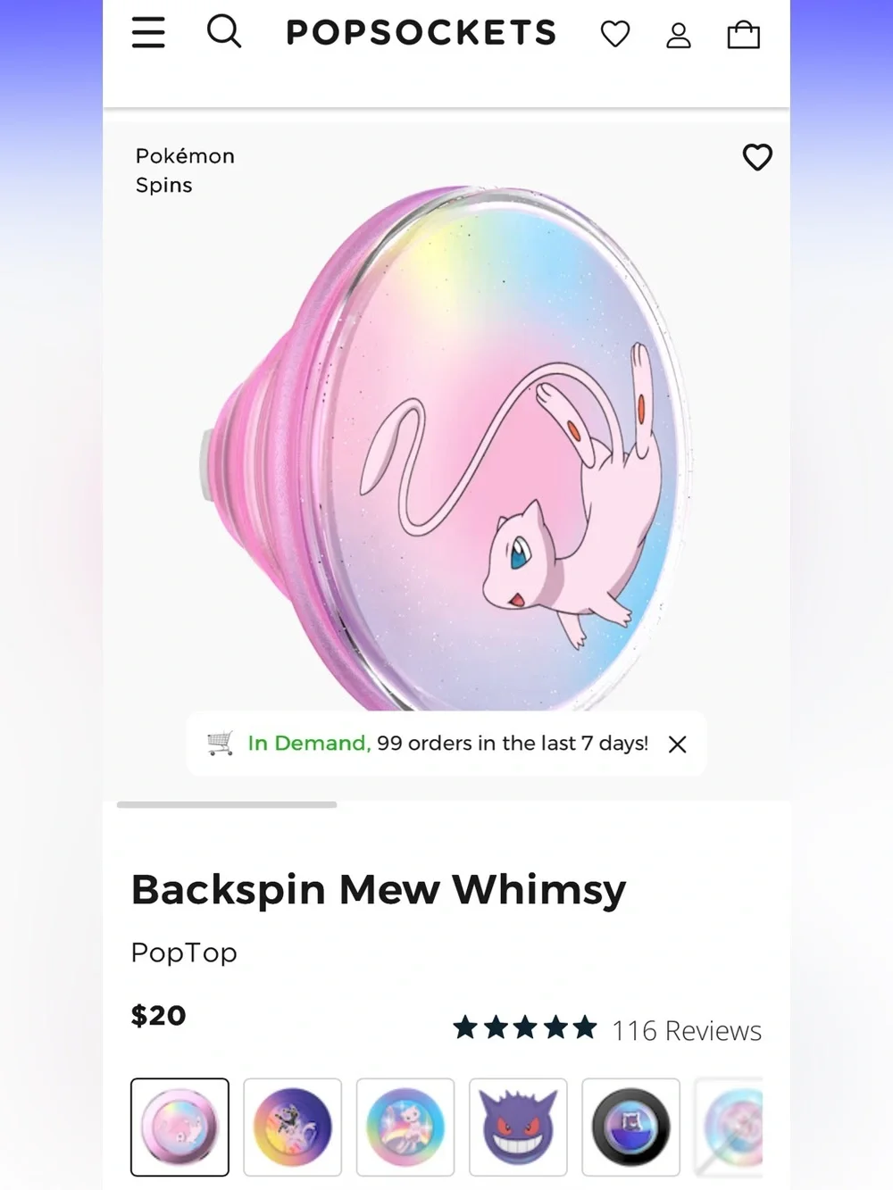PopSockets- Pokemon Backspin Mew Whimsy